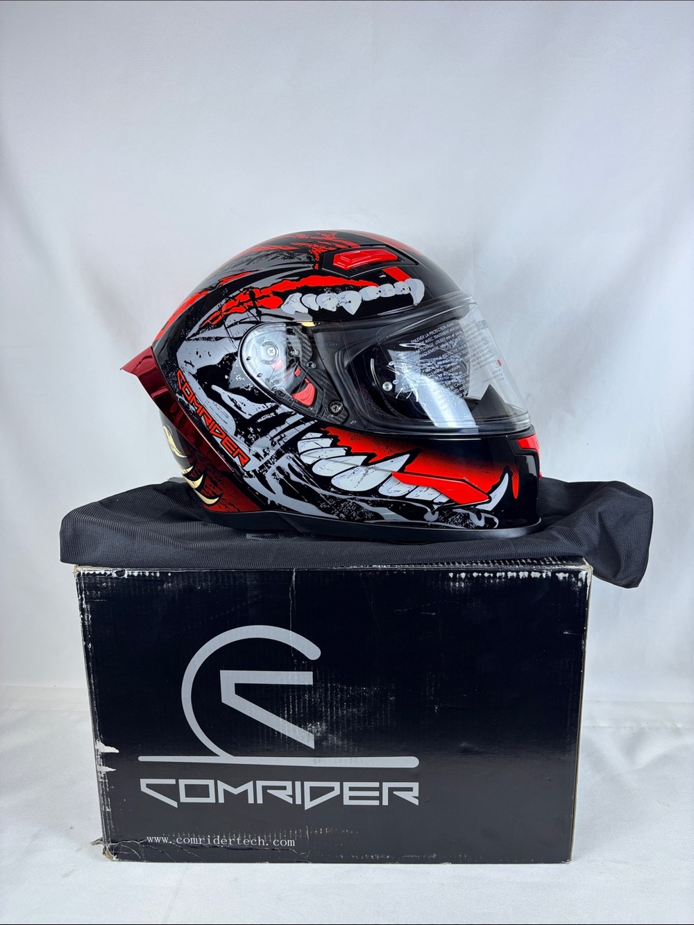 Full Face Dual Visor Clear and Tinted Adult Motorcycle Helmet Push-in Buckle - M